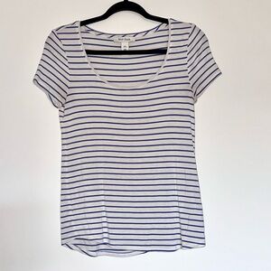 White House Black Market Blue and White Striped Tee